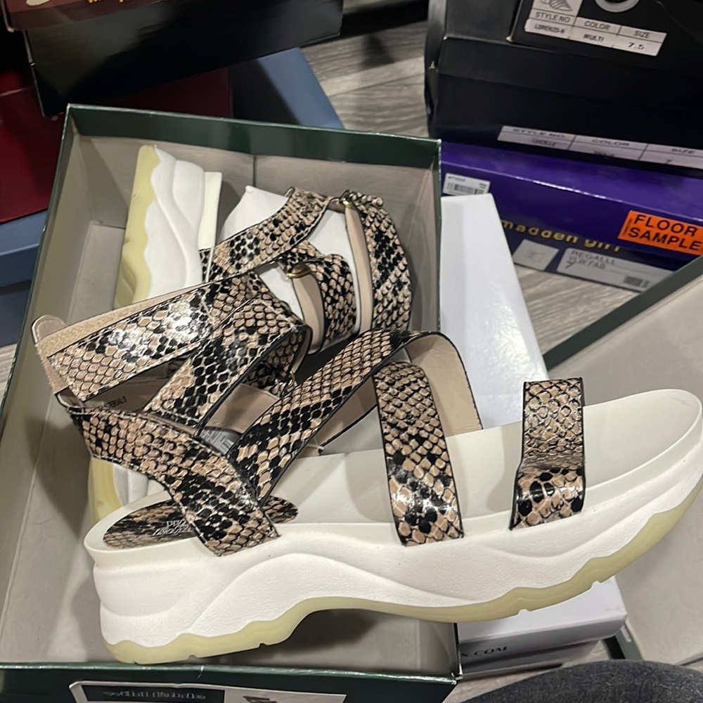 Snakeskin wedges
